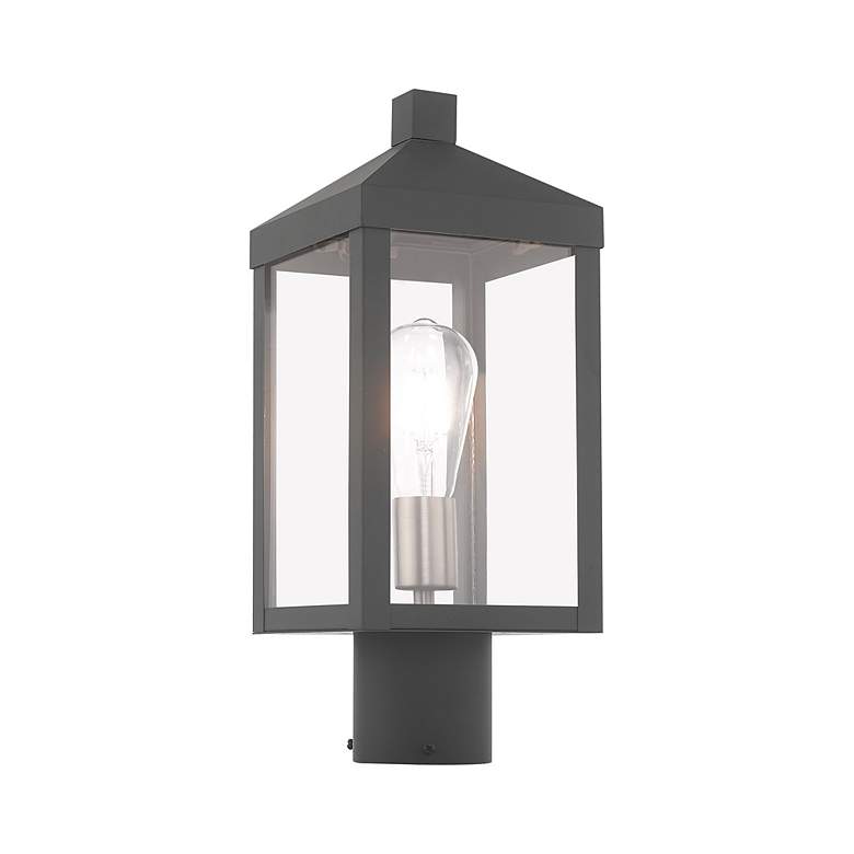 Image 7 Nyack 1 Light Scandinavian Gray Outdoor Post Top Lantern more views