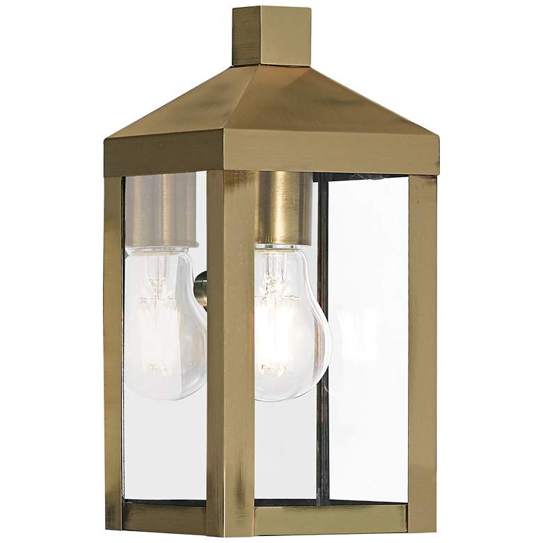 Image 1 Nyack 10 1/2 inch High Antique Brass Outdoor Wall Light