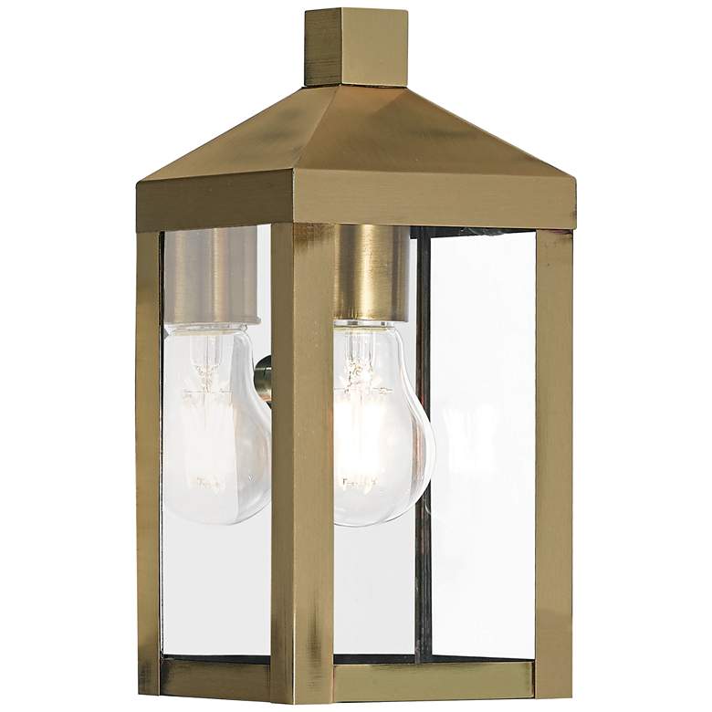 Image 1 Nyack 10 1/2" High Antique Brass Outdoor Wall Light