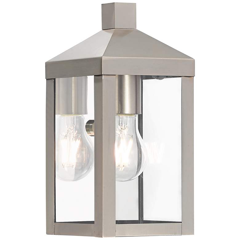 Image 1 Nyack 10 1/2" High Brushed Nickel Outdoor Wall Light