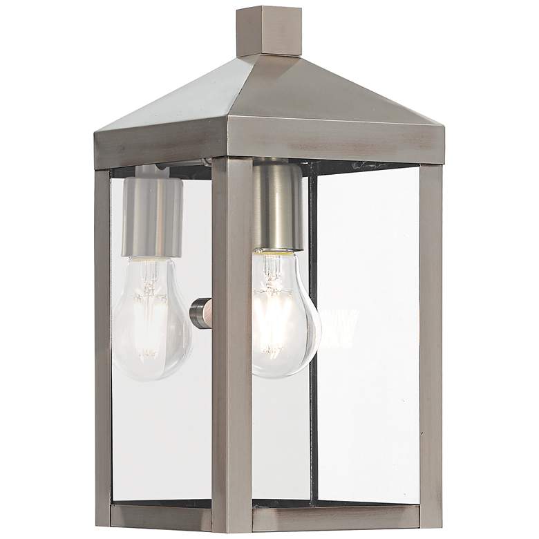 Image 1 Nyack 12 3/4 inch High Brushed Nickel Outdoor Wall Light