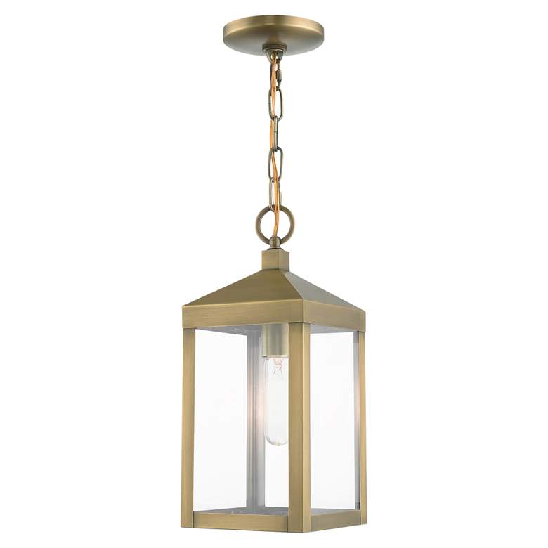 Image 1 Nyack 14 1/2 inch High Antique Brass Outdoor Hanging Light