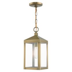 Nyack 14 1/2" High Antique Brass Outdoor Hanging Light