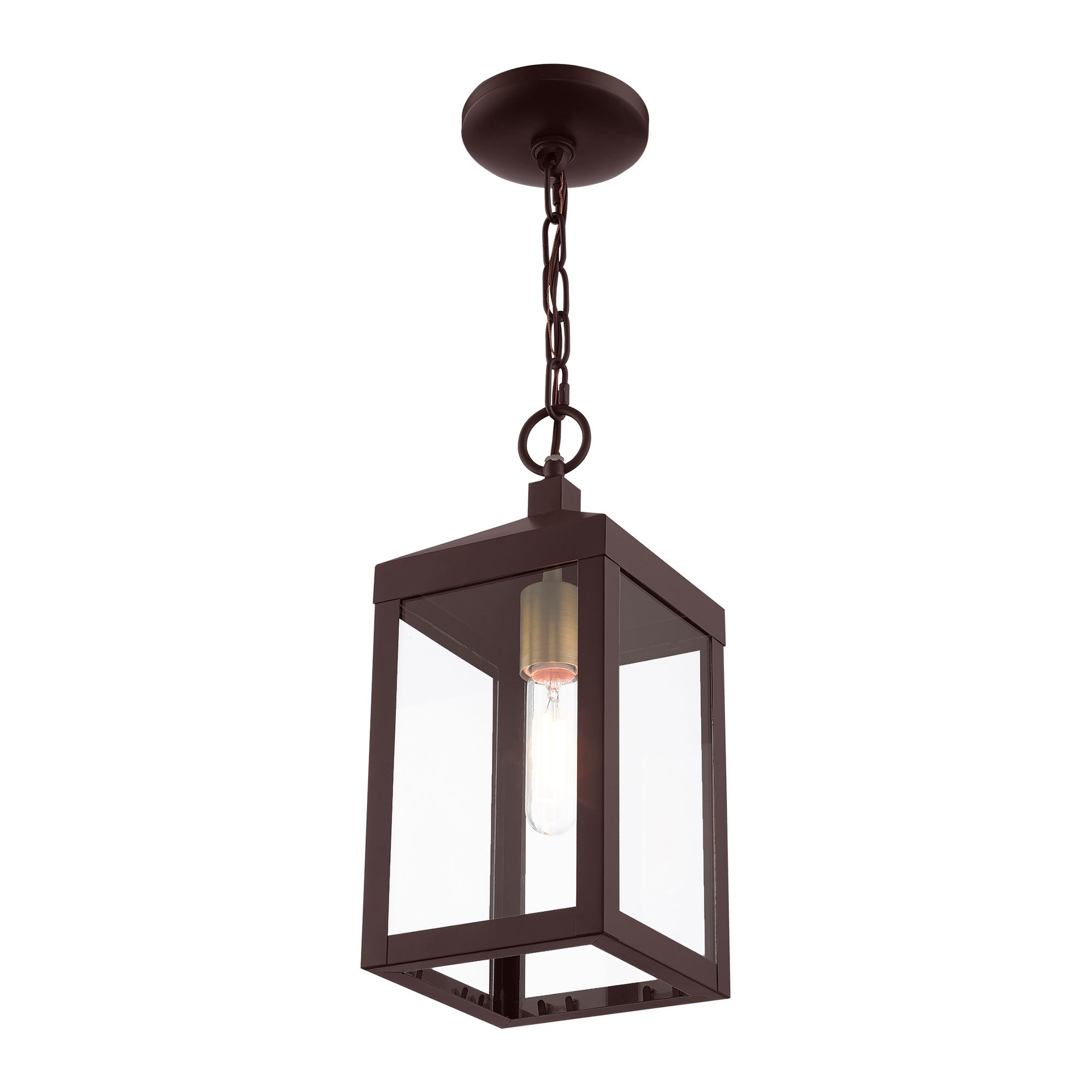 Nyack 14 1/2" High Bronze Outdoor Hanging Ceiling Light in scene