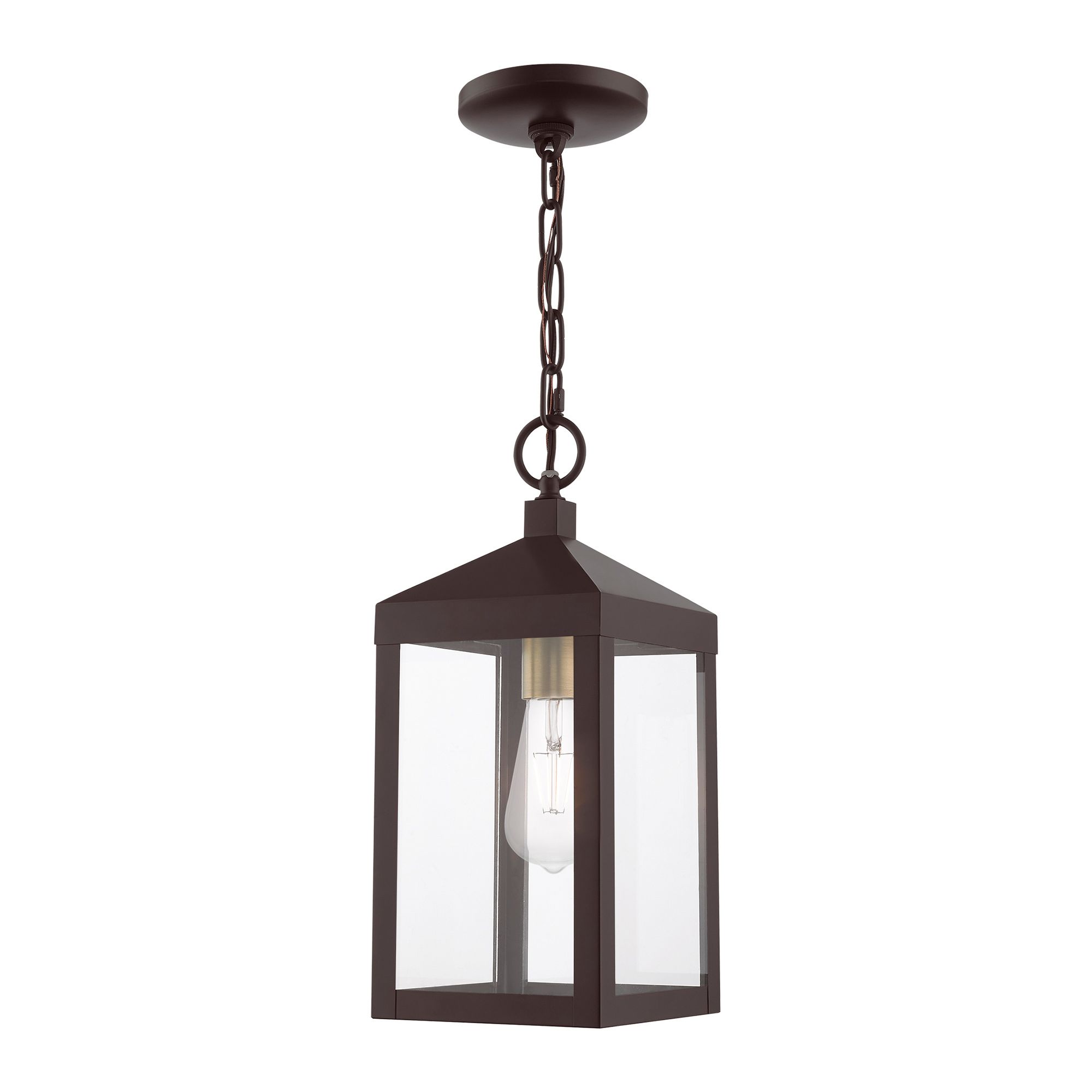 Nyack 14 1/2" High Bronze Outdoor Hanging Ceiling Light in scene