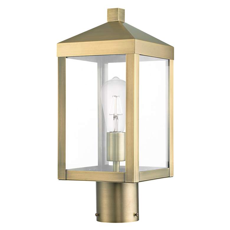 Image 2 Nyack 15 1/4" High Antique Brass Outdoor Post Light more views