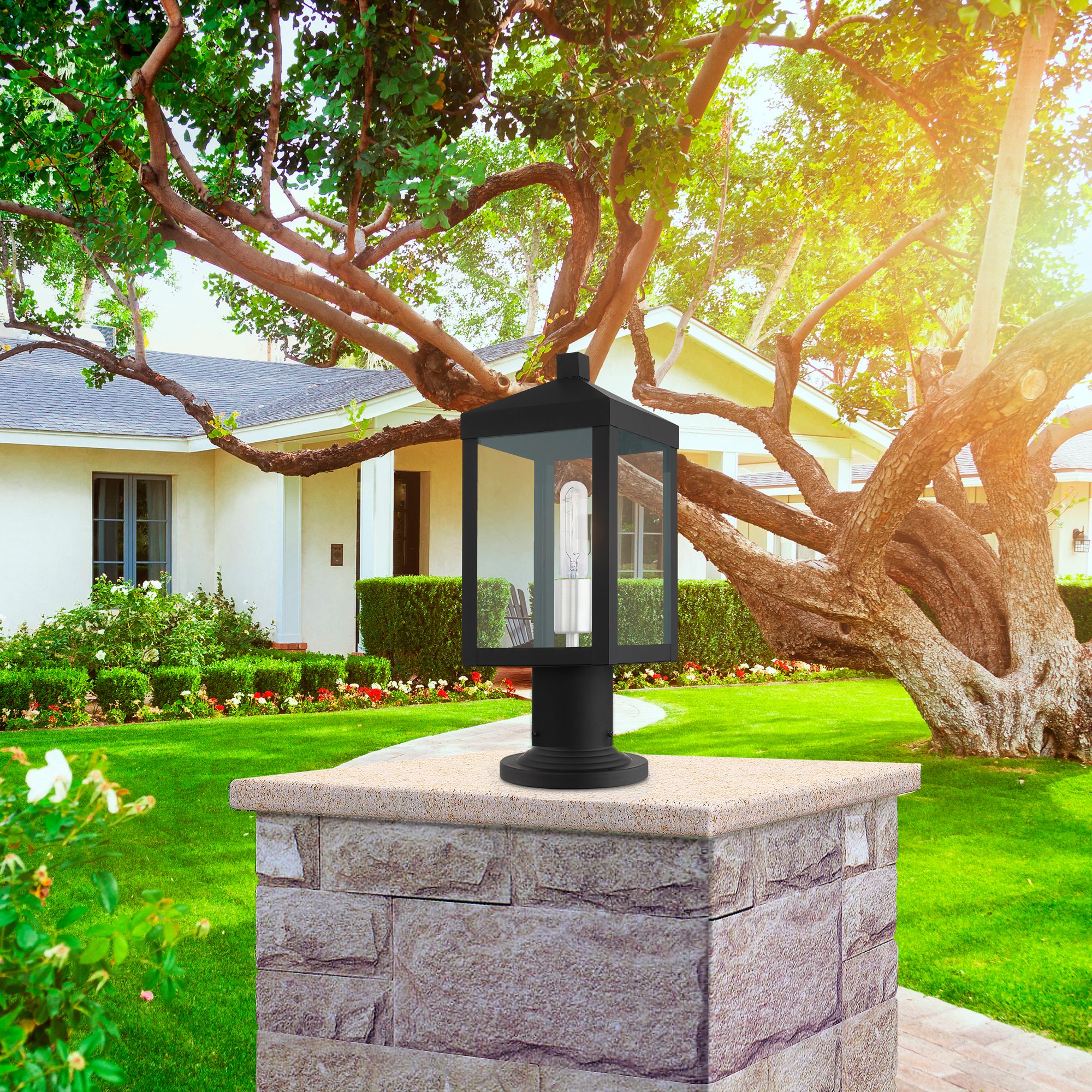 Nyack 15 1/4" High Black Outdoor Post Light