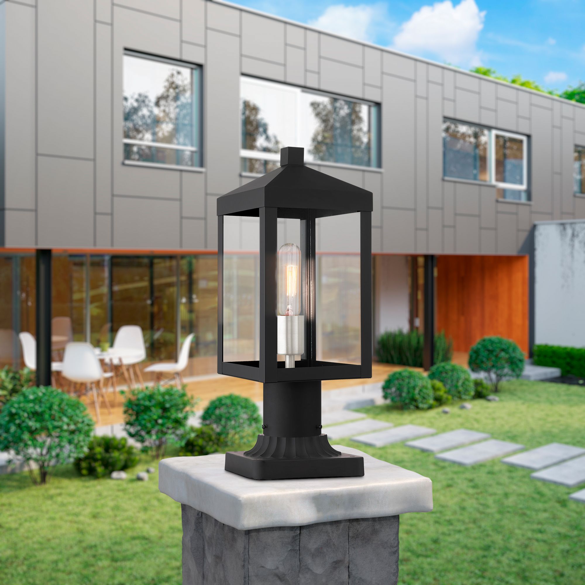 Nyack 15 1/4" High Black Outdoor Post Light