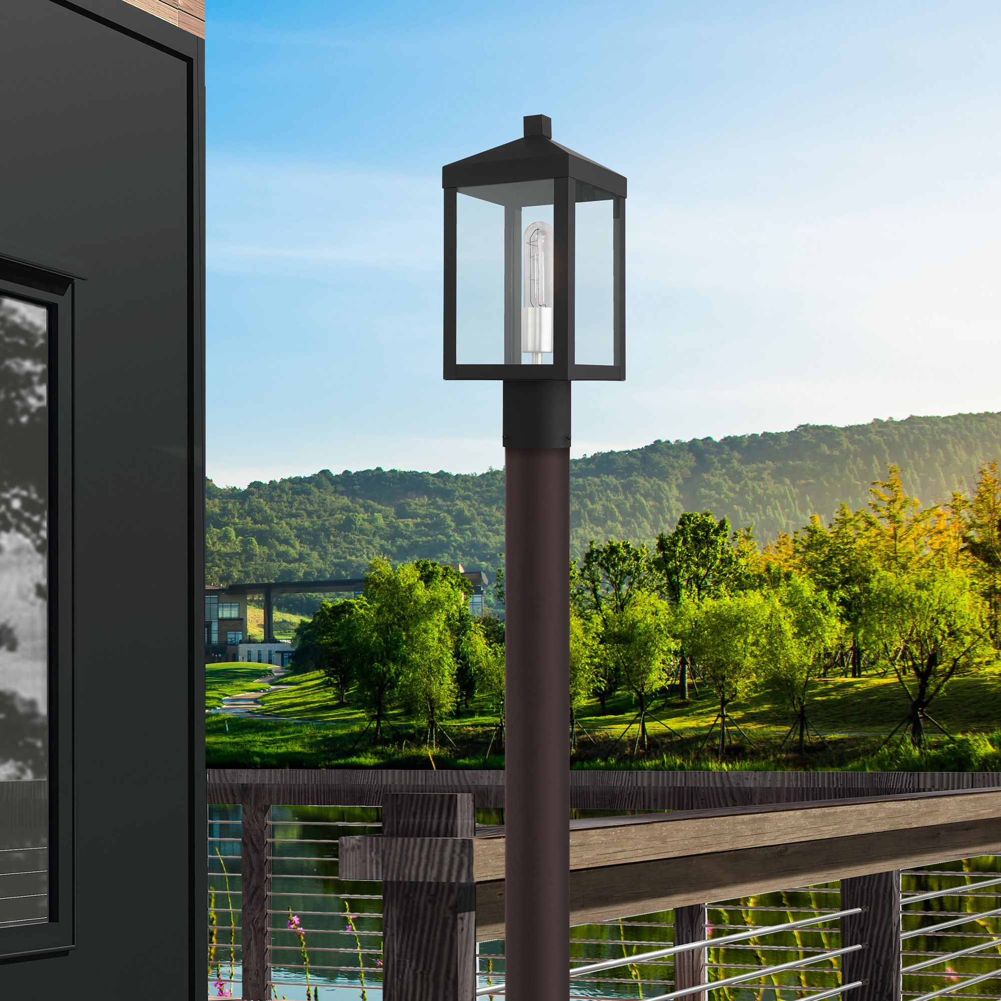 Nyack 15 1/4" High Black Outdoor Post Light