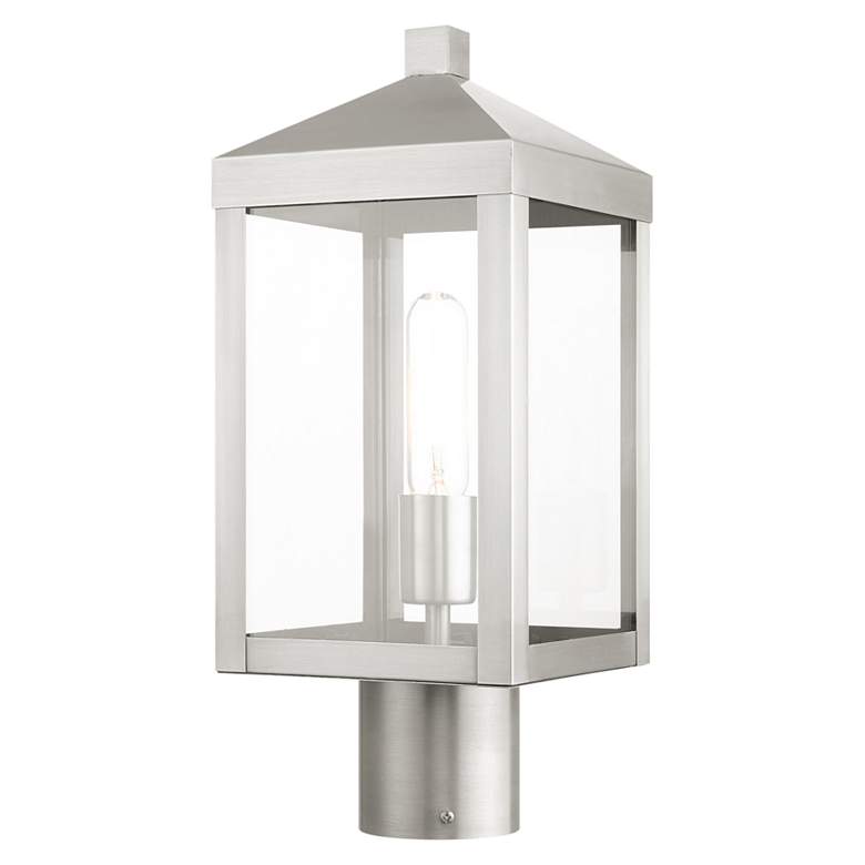 Image 1 Nyack 15 1/4 inch High Brushed Nickel Outdoor Post Light