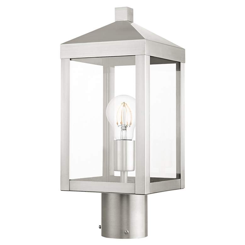 Image 2 Nyack 15 1/4 inch High Brushed Nickel Outdoor Post Light more views