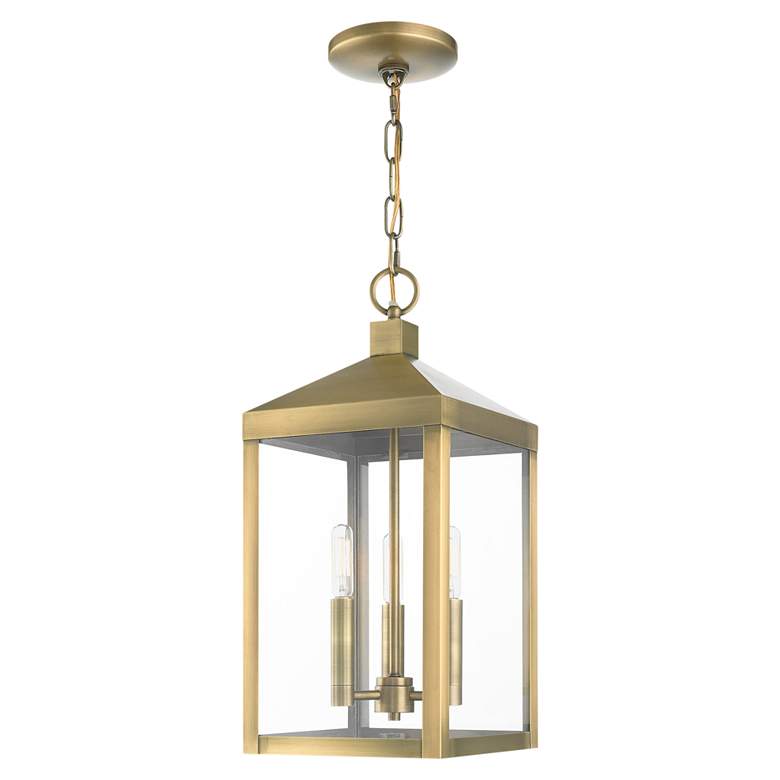Image 1 Nyack 18 1/2 inch High Antique Brass Outdoor Hanging Light