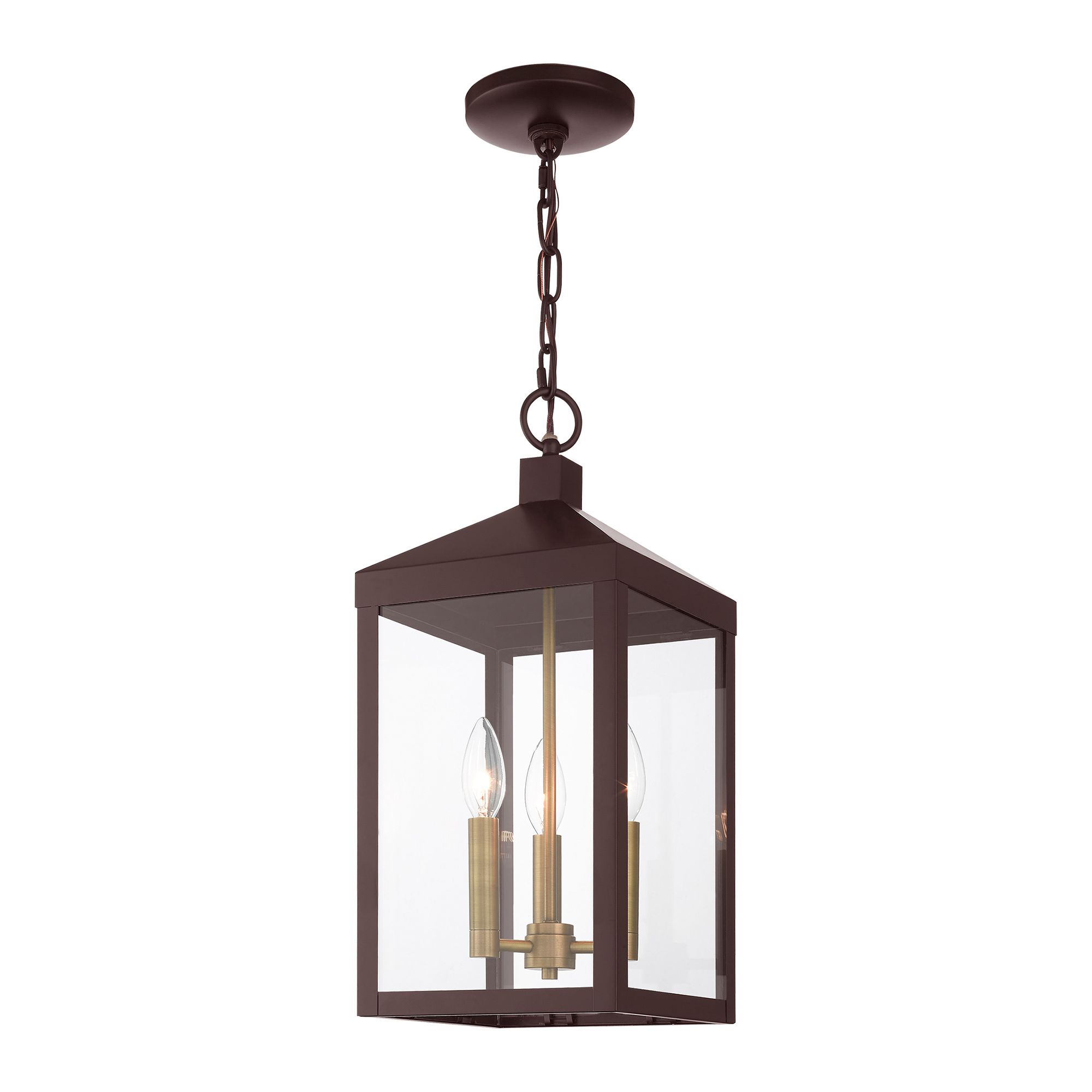Nyack 18 1/2" High Bronze 3-Light Outdoor Hanging Light in scene