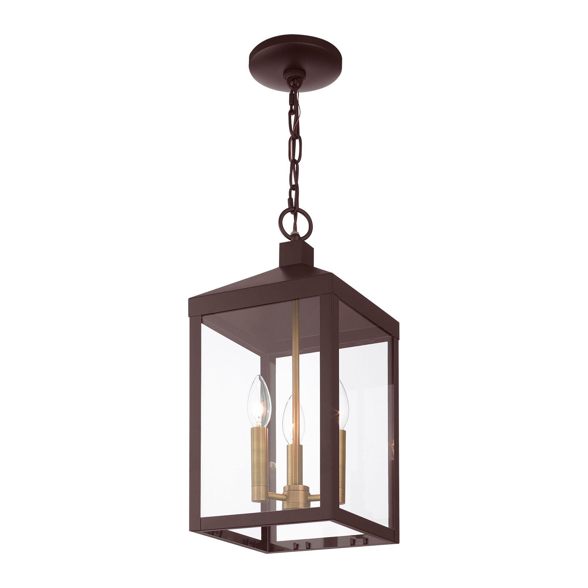 Nyack 18 1/2" High Bronze 3-Light Outdoor Hanging Light in scene