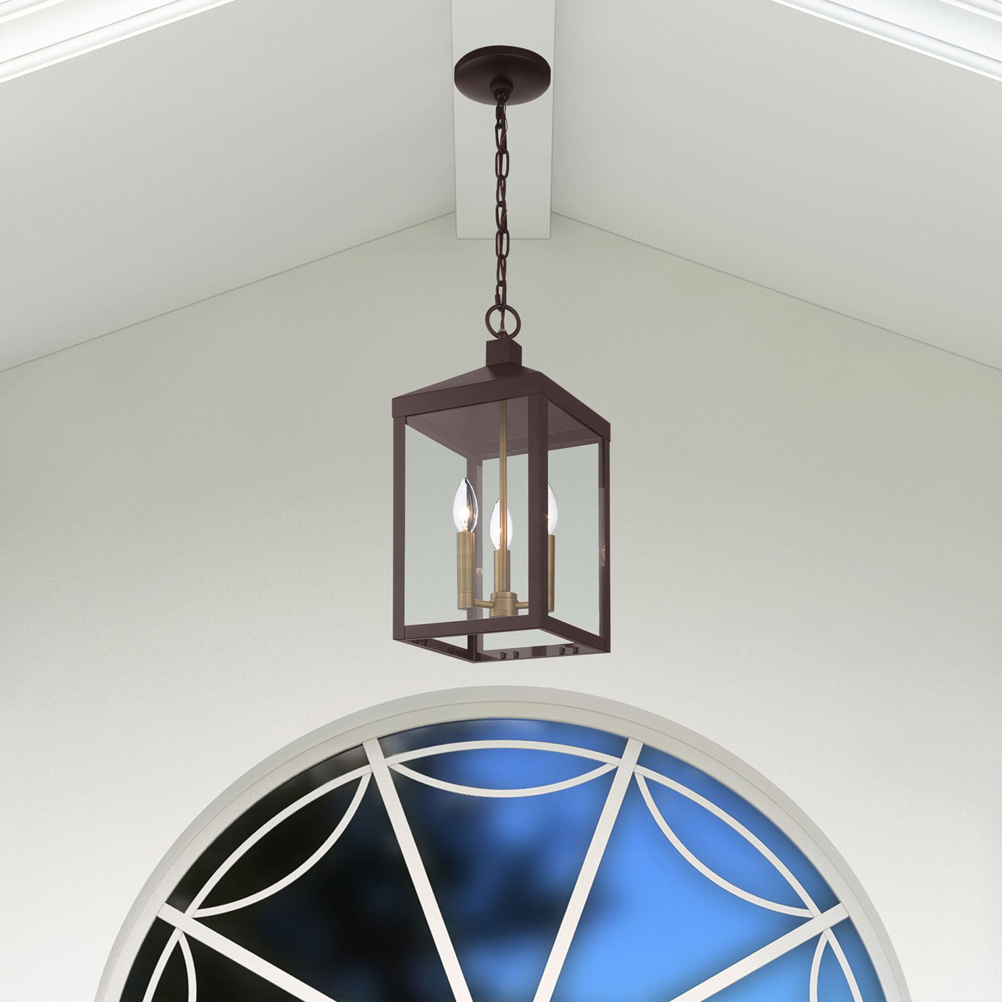 Nyack 18 1/2" High Bronze 3-Light Outdoor Hanging Light in scene