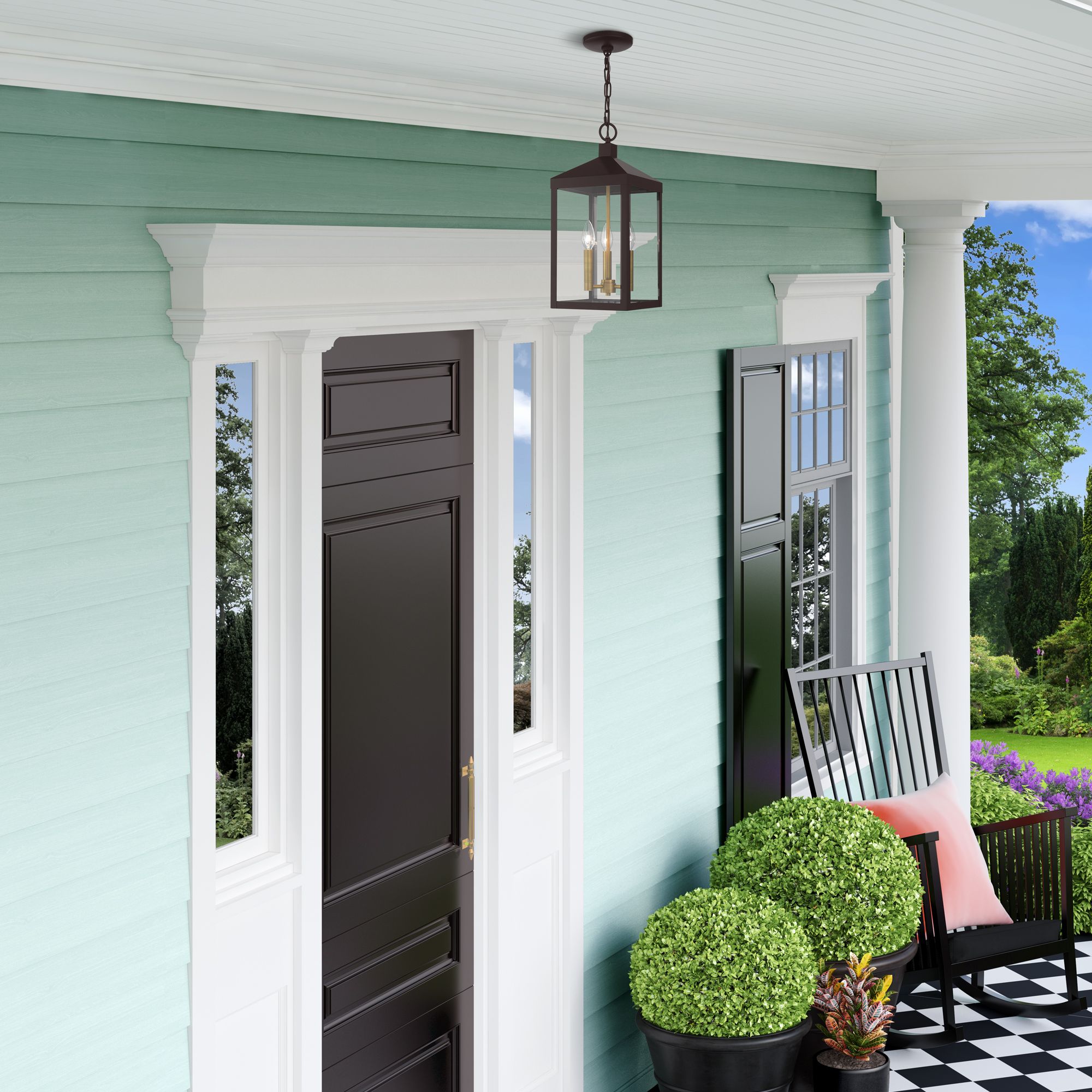 Nyack 18 1/2" High Bronze 3-Light Outdoor Hanging Light in scene