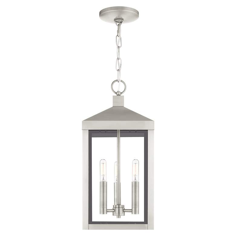 Image 1 Nyack 18 1/2" High Brushed Nickel Outdoor Hanging Light