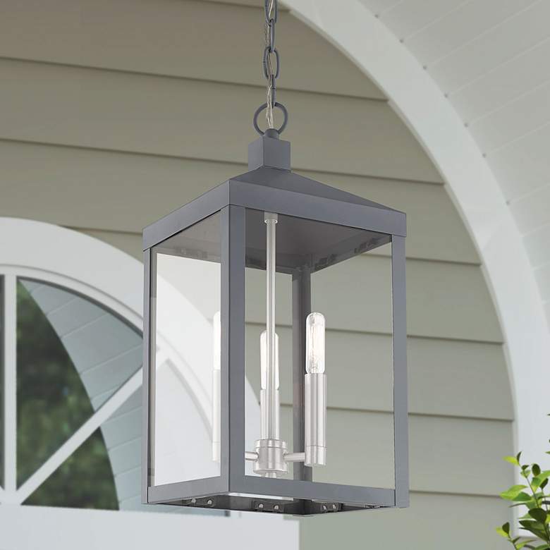Image 2 Nyack 18 1/2" High Nordic Gray 3-Light Outdoor Hanging Light
