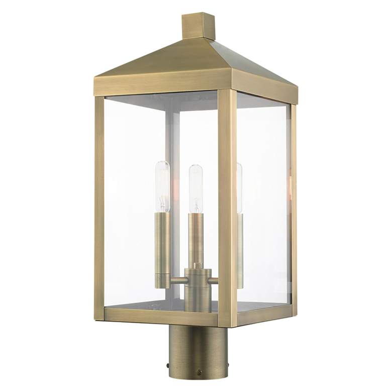 Image 1 Nyack 19 1/2" High Antique Brass Outdoor Post Light