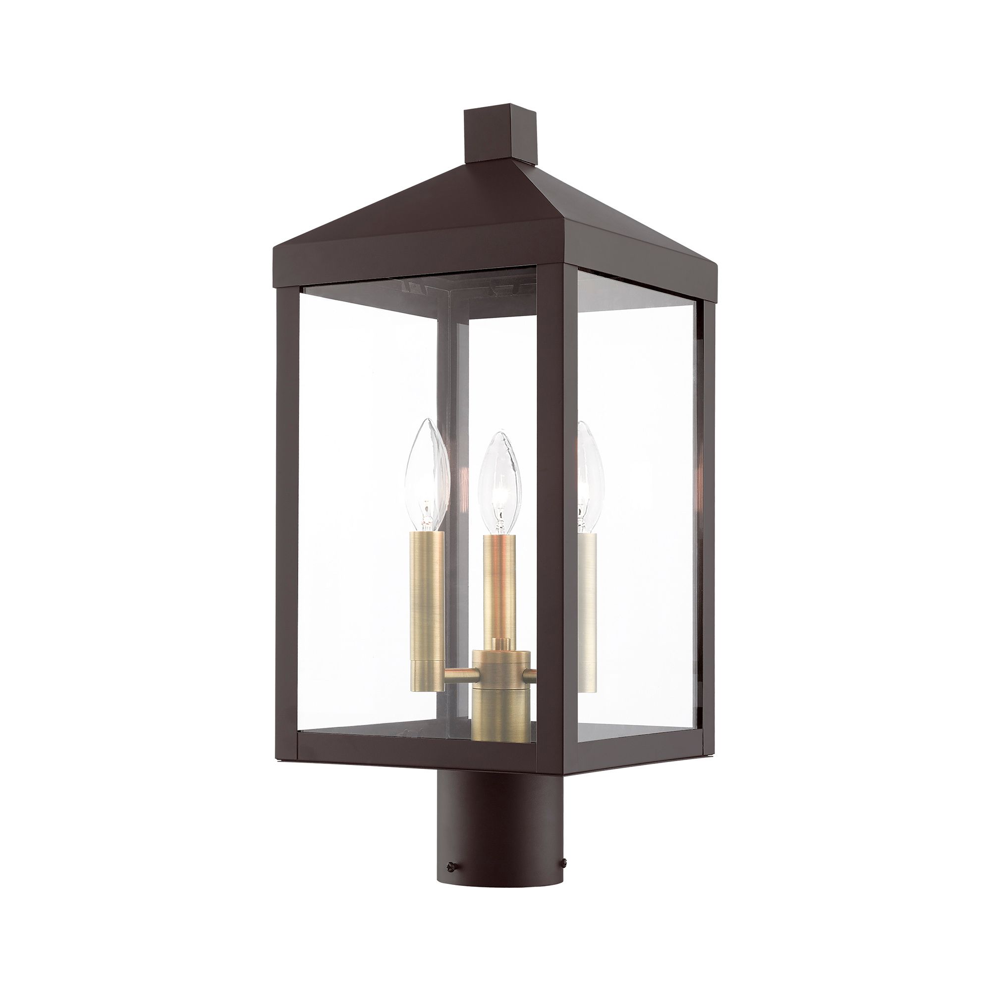 Nyack 19 1/2" High Bronze 3-Light Outdoor Post Top Lantern