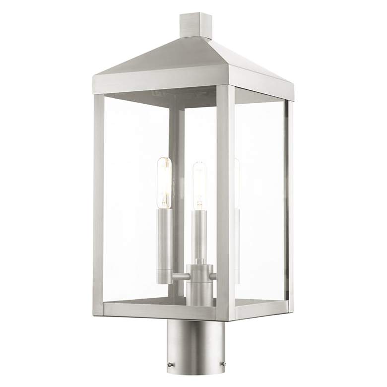 Image 1 Nyack 19 1/2 inch High Brushed Nickel Outdoor Post Light