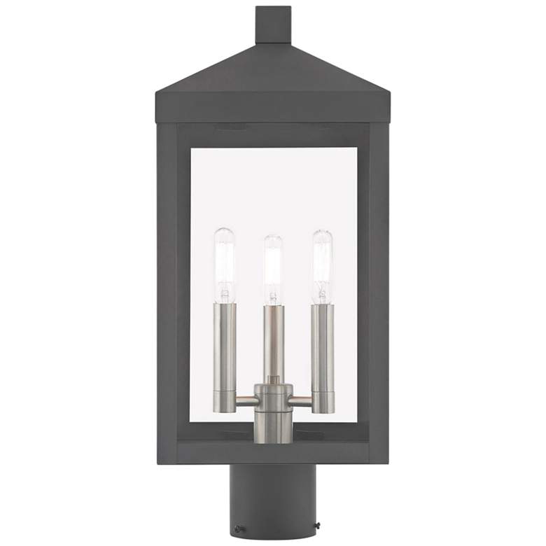 Image 3 Nyack 19 1/2"H Scandinavian Gray Outdoor Lantern Post Light more views