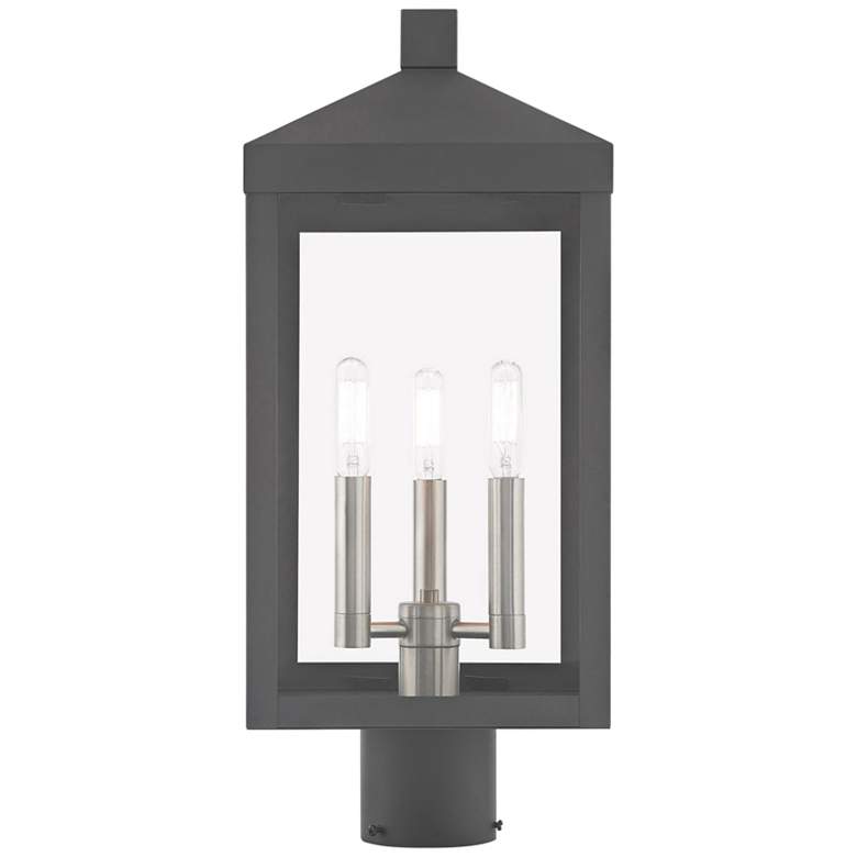 Image 3 Nyack 19 1/2 inchH Scandinavian Gray Outdoor Lantern Post Light more views