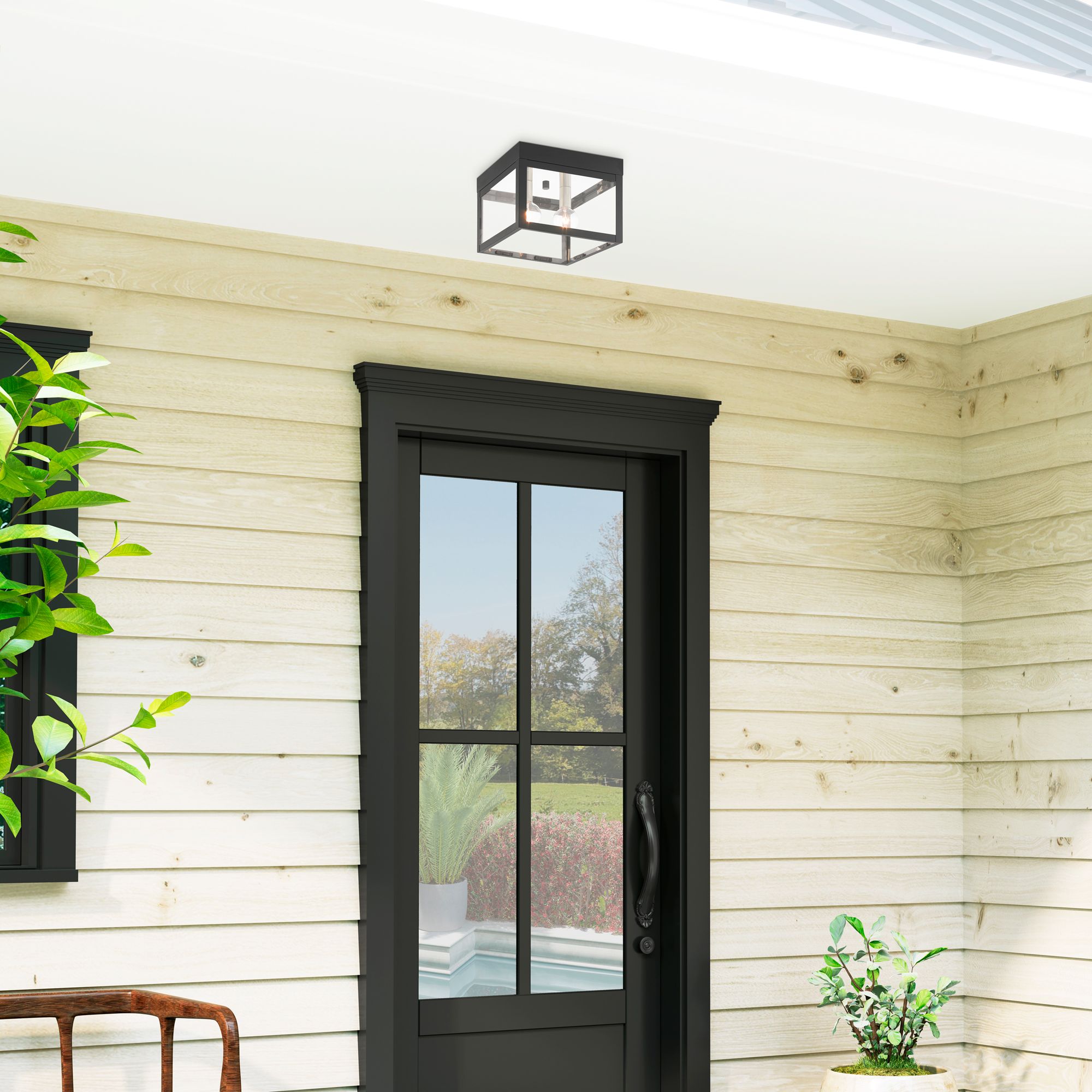 Nyack 2 Light Scandinavian Gray Outdoor Ceiling Mount