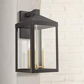 Image1 of Nyack 21 3/4" High Bronze Clear Glass Lantern Outdoor Wall Light