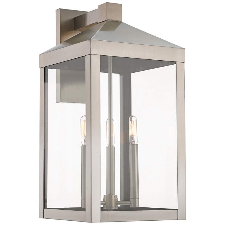 Image 1 Nyack 21 3/4 inch High Brushed Nickel Outdoor Wall Light