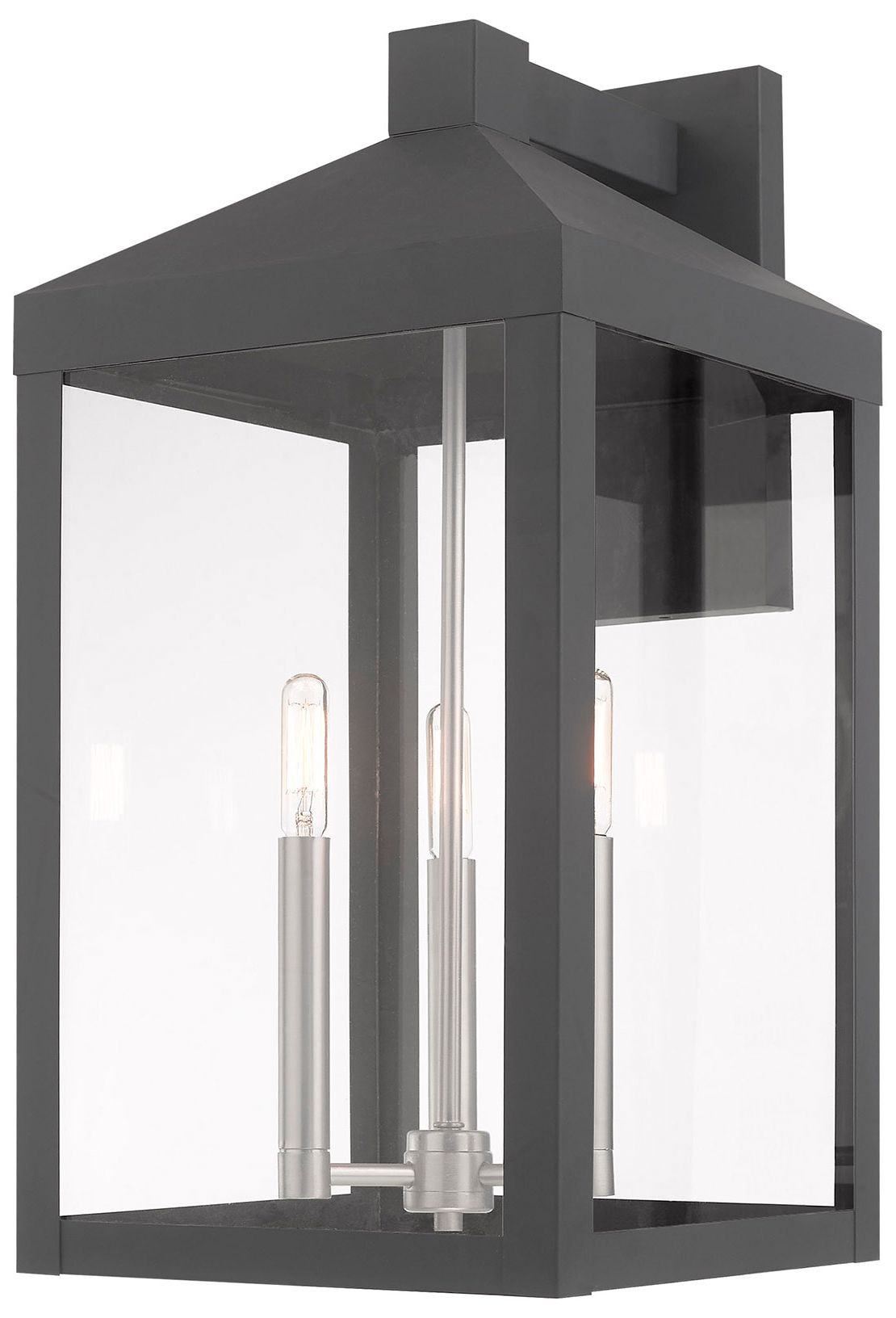 Image 2 Nyack 21 3/4"H Gray and Nickel 3-Light Outdoor Wall Light