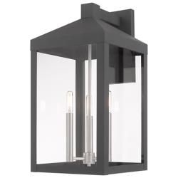 Nyack 21 3/4"H Gray and Nickel 3-Light Outdoor Wall Light