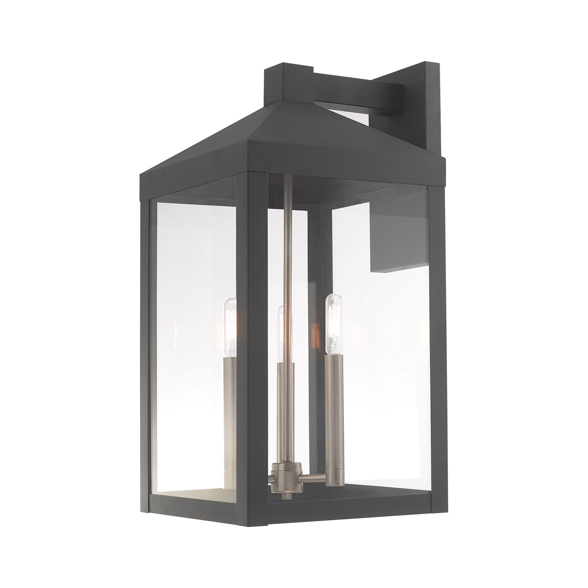 Nyack 21 3/4"H Gray and Nickel 3-Light Outdoor Wall Light