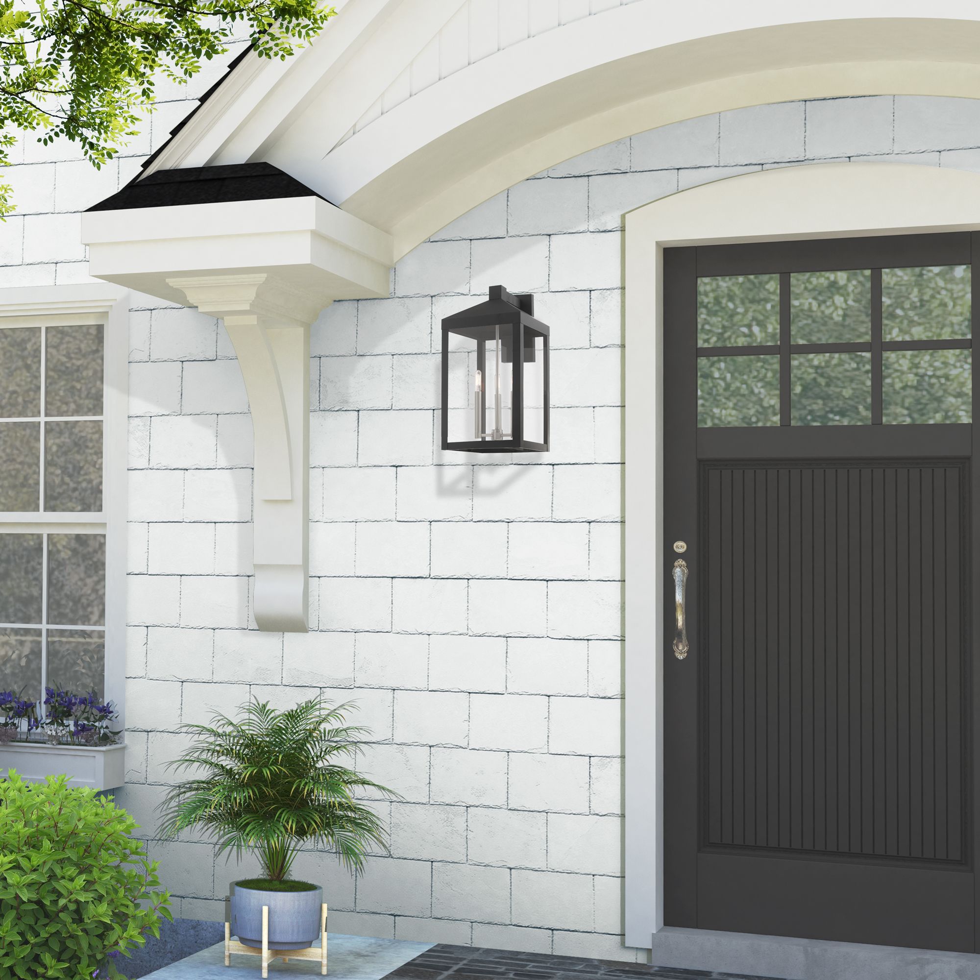 Nyack 21 3/4"H Gray and Nickel 3-Light Outdoor Wall Light