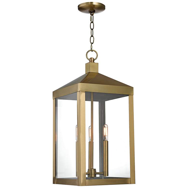 Image 1 Nyack 24 inch High Antique Brass Outdoor Hanging Light