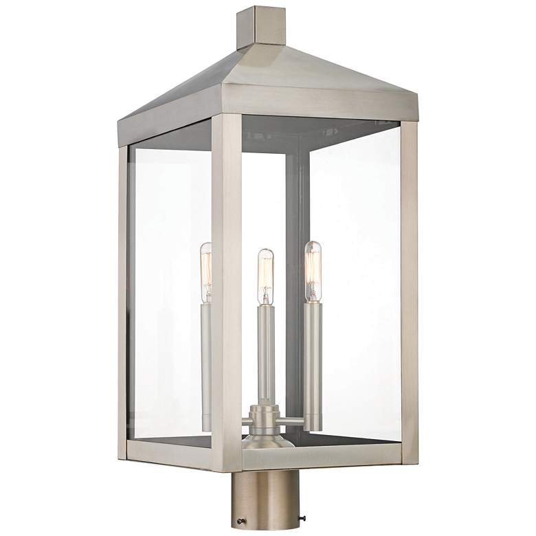 Image 1 Nyack 24 inch High Brushed Nickel Outdoor Post Light