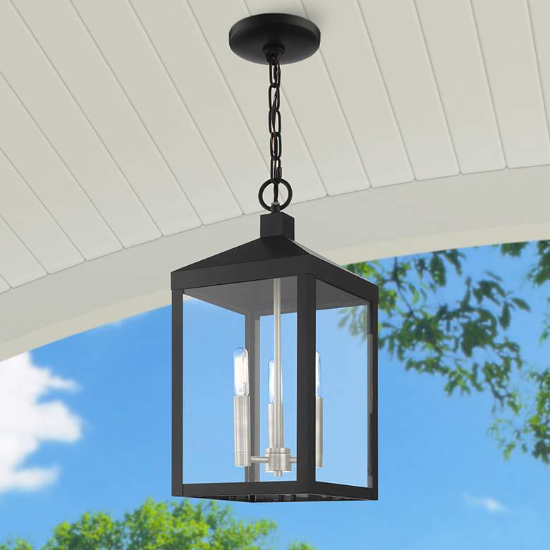 Image 1 Nyack 3 Light Black Outdoor Pendant Lantern