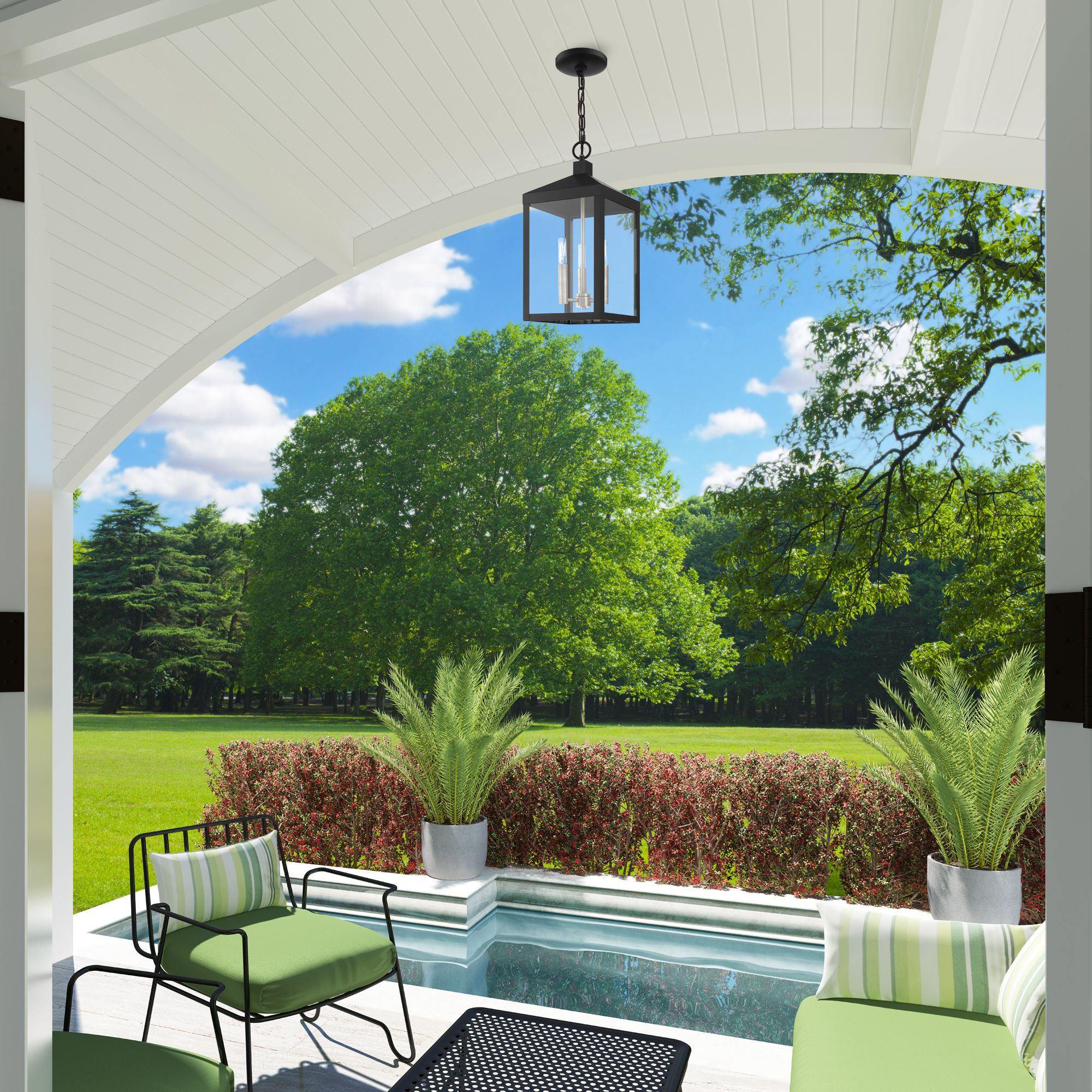 Nyack 3 Light Black Outdoor Pendant Lantern