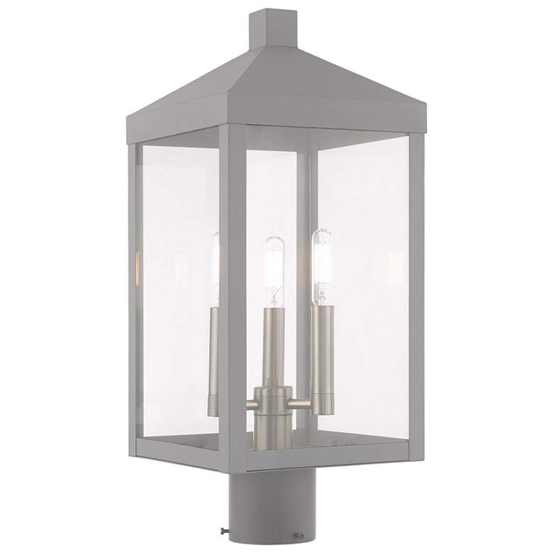 Image 2 Nyack 3 Light Nordic Gray Outdoor Post Top Lantern