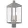 Nyack 3 Light Nordic Gray Outdoor Post Top Lantern