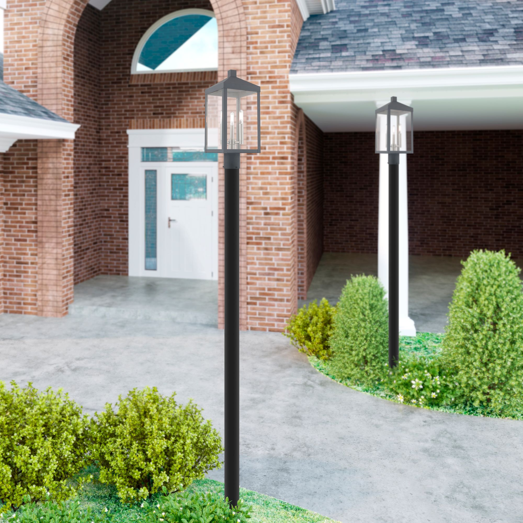 Nyack 3 Light Nordic Gray Outdoor Post Top Lantern