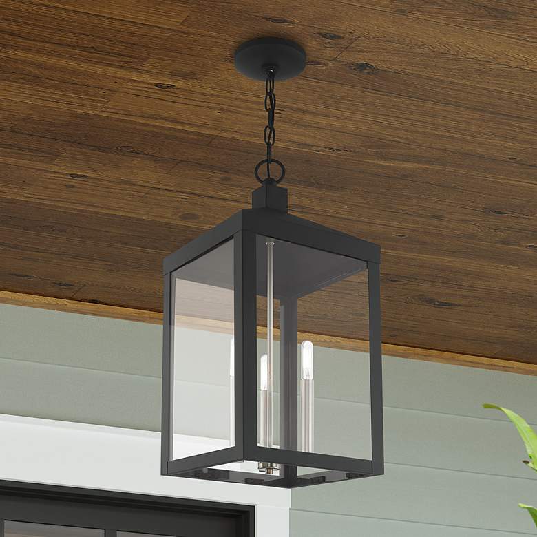 Image 1 Nyack 3 Light Scandinavian Gray Outdoor Pendant Lantern