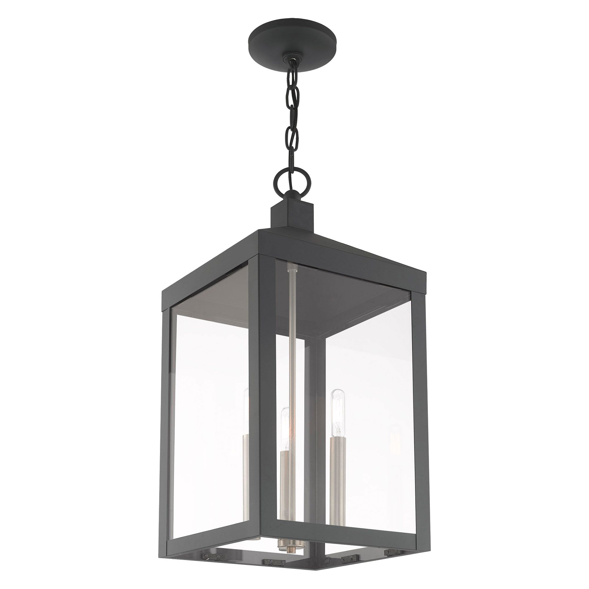 Nyack 3 Light Scandinavian Gray Outdoor Pendant Lantern