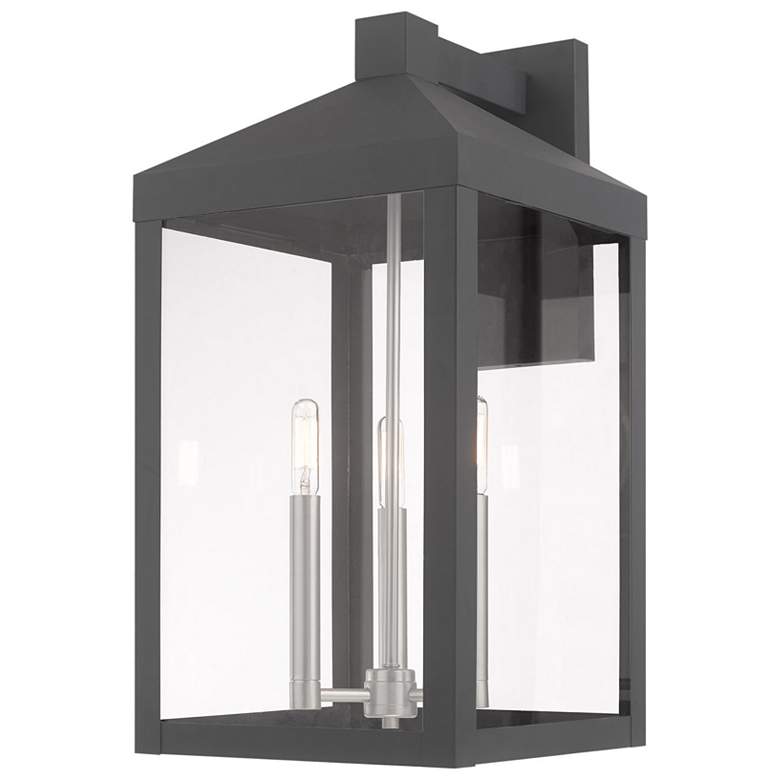 Image 1 Nyack 3 Light Scandinavian Gray Outdoor Wall Lantern