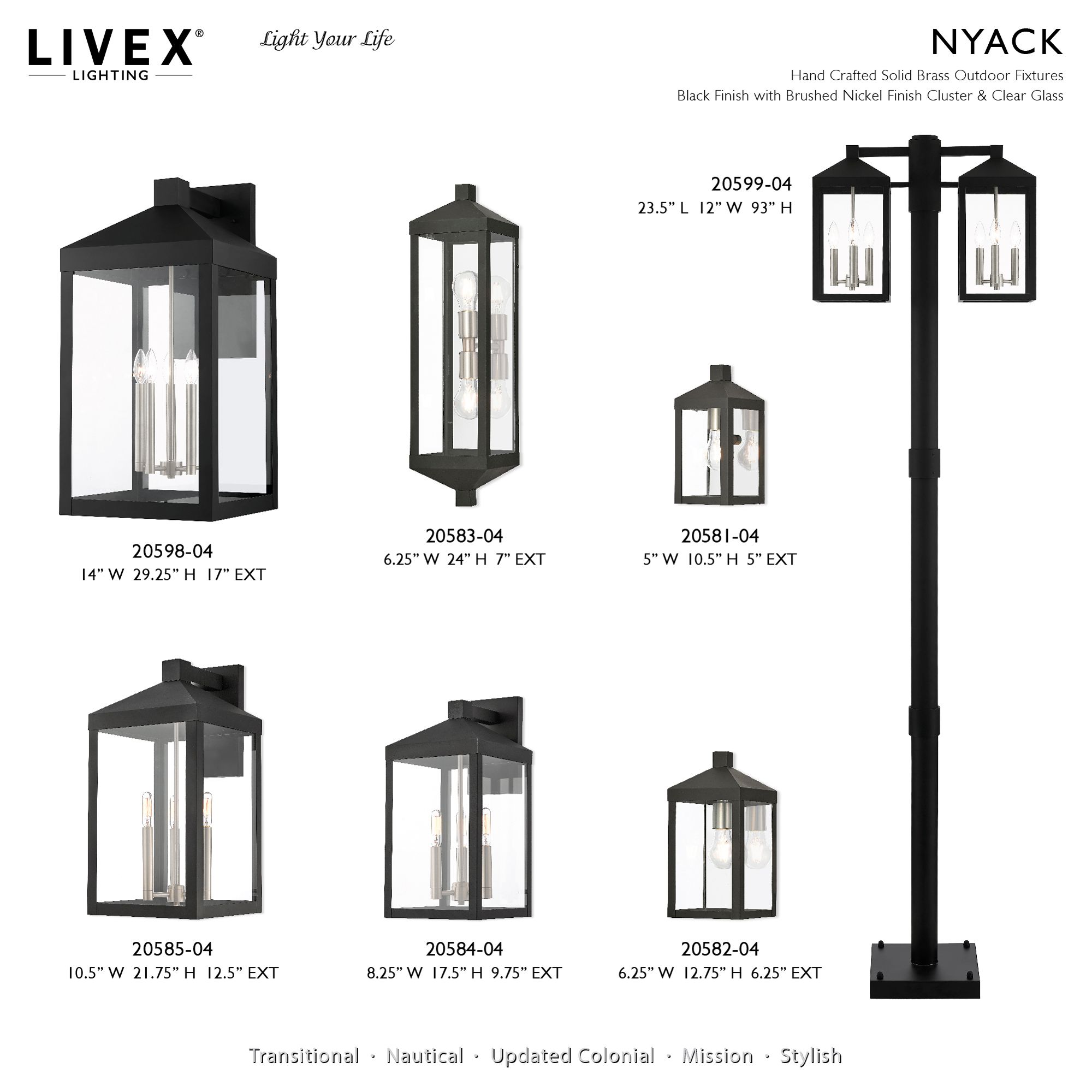 Image 3 Nyack 5 Light Black Outdoor Wall Lantern more views