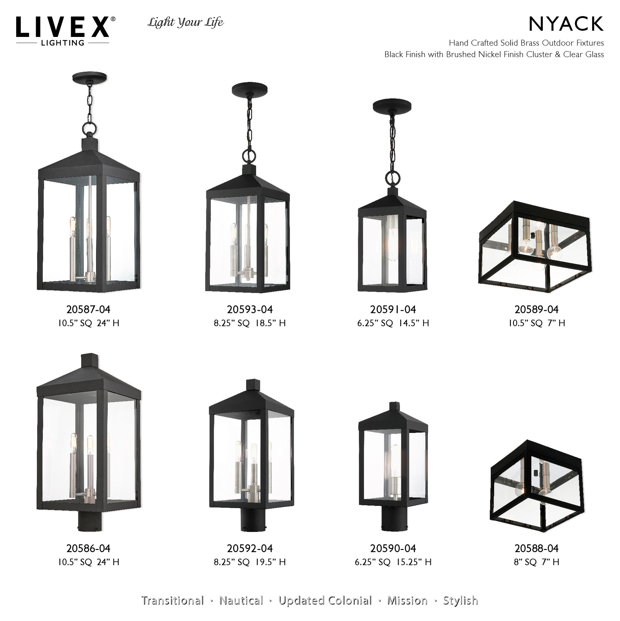 Image 4 Nyack 5 Light Black Outdoor Wall Lantern more views