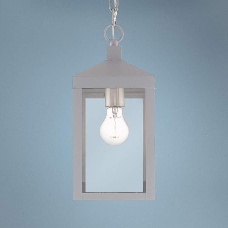Image 1 Nyack 6 1/4"W Nordic Gray Outdoor Lantern Mini Pendant Light