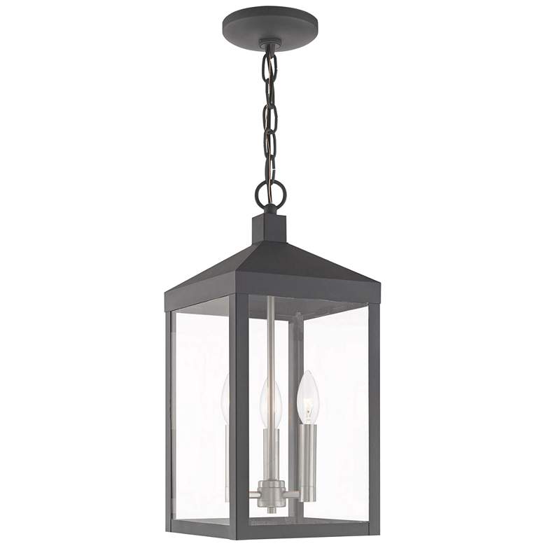 Image 2 Nyack 8 1/4"W Scandinavian Gray 3-Light Outdoor Mini Pendant