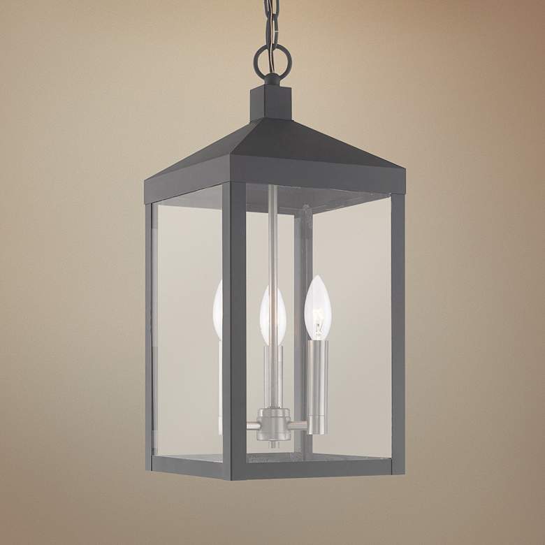 Image 1 Nyack 8 1/4 inchW Scandinavian Gray 3-Light Outdoor Mini Pendant