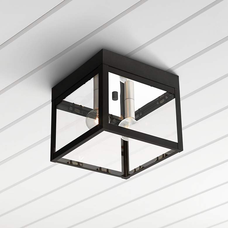 Image 1 Nyack 8" Wide Black Outdoor Ceiling Light
